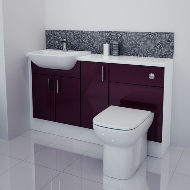 1400mm Aubergine Gloss Furniture Run with White Carcase
