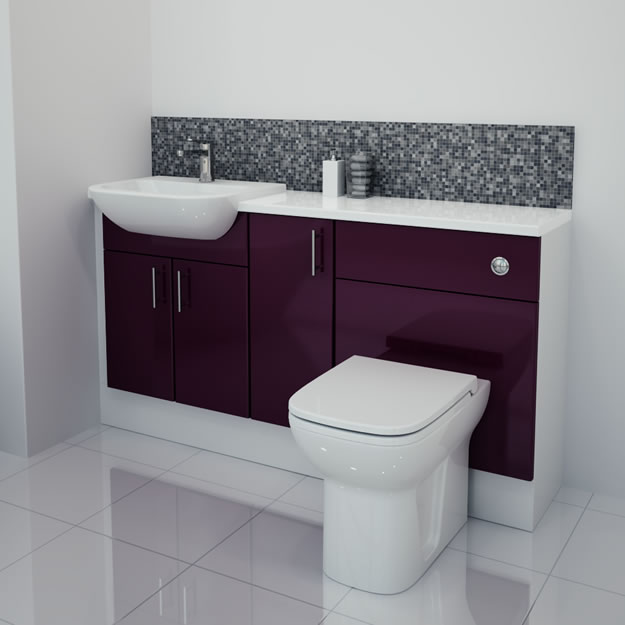 1500mm Aubergine Gloss Furniture Run with White Carcase