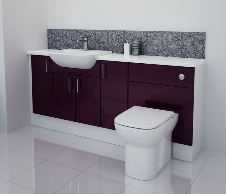 1800mm Aubergine Gloss Furniture Run with White Carcase