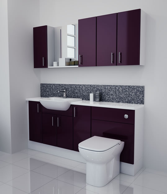 1800mm Aubergine Gloss Furniture Run with White Carcase