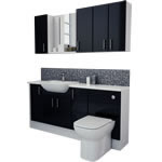1700mm Black Gloss with Wall Units