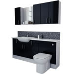 1800mm Black Gloss with Wall Units