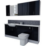 2100mm Black Gloss with Wall Units