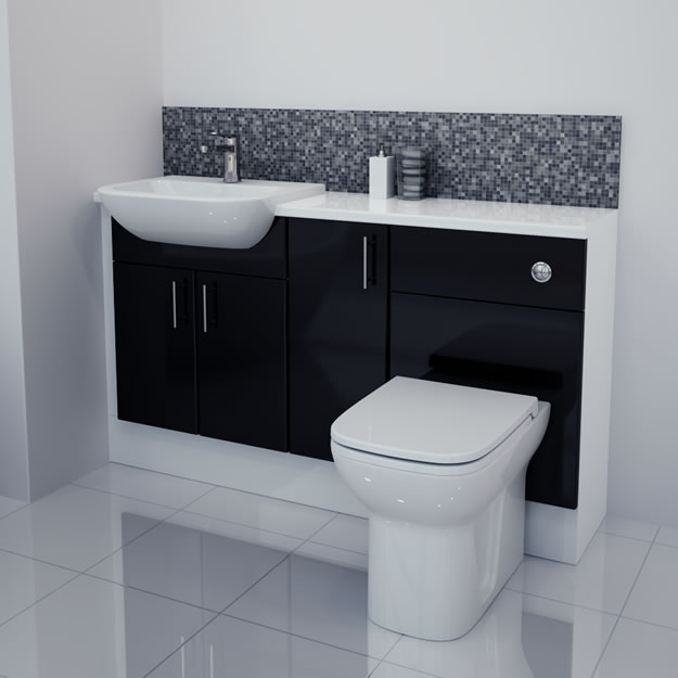 1400mm Black Gloss Furniture Run with White Carcase