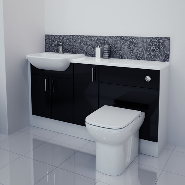1500mm Black Gloss Furniture Run with White Carcase