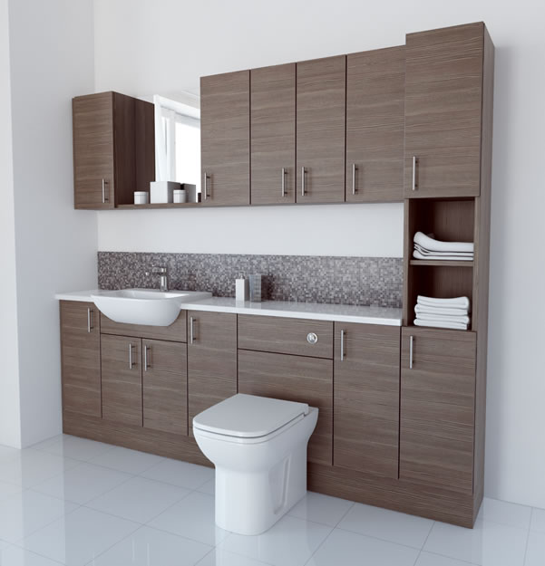 2300mm Grey Brown with Wall Units and Tallboy
