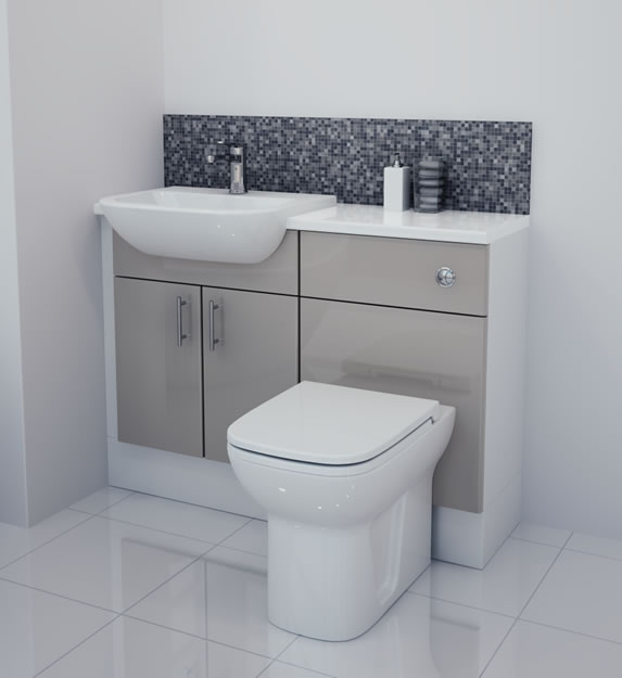 1100mm Latte Gloss Furniture Run with White Carcase