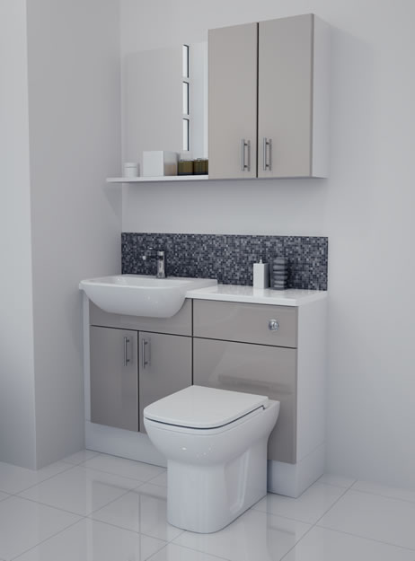 1100mm Latte Gloss Furniture Run with White Carcase