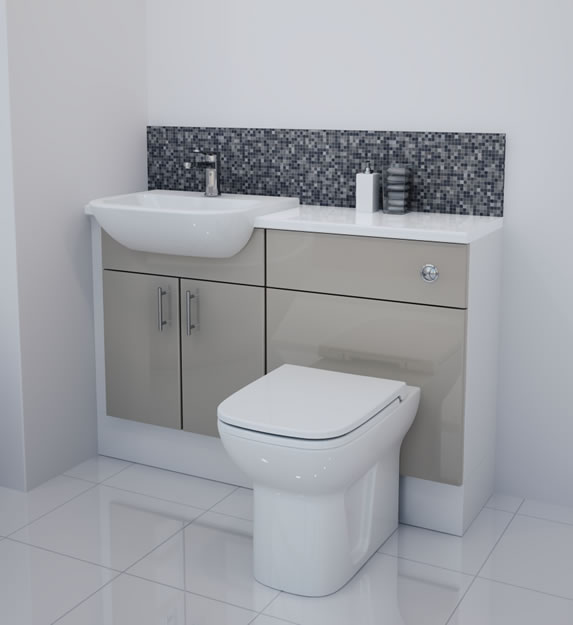 1200mm Latte Gloss Furniture Run with White Carcase