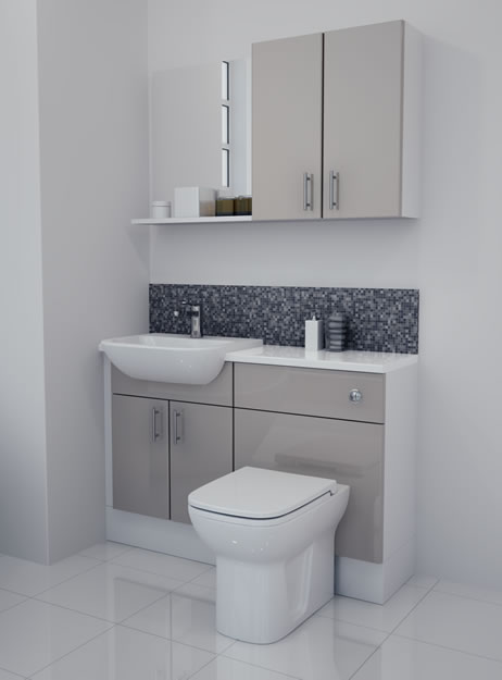 1200mm Latte Gloss Furniture Run with White Carcase