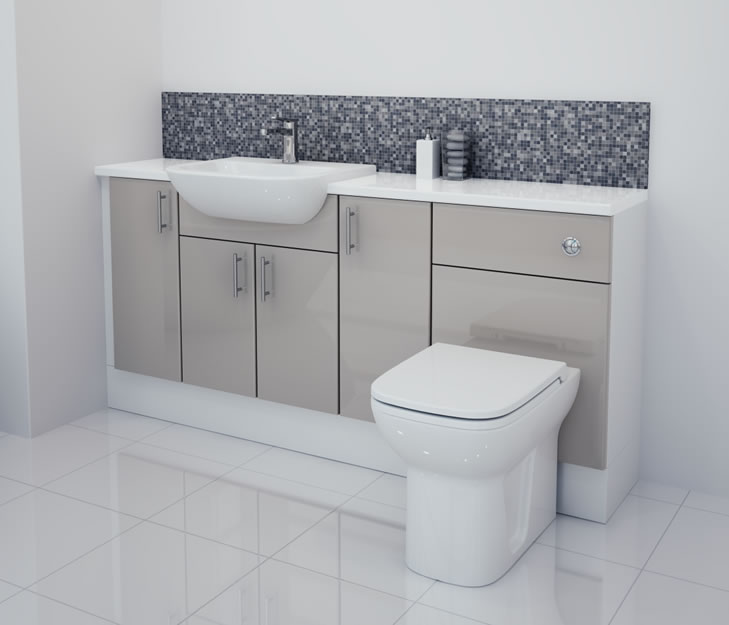 1700mm Latte Gloss Furniture Run with White Carcase
