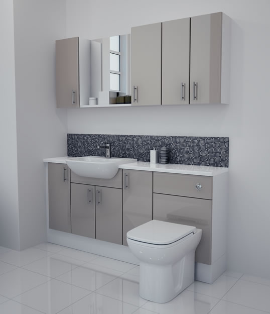 1700mm Latte Gloss Furniture Run with White Carcase