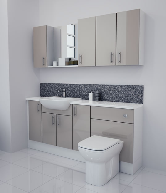 1800mm Latte Gloss Furniture Run with White Carcase
