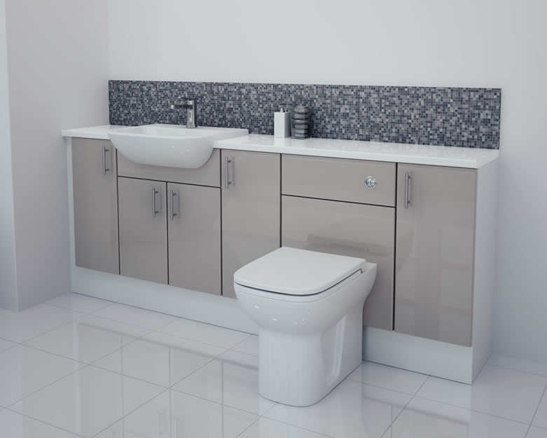 2000mm Latte Gloss Furniture Run with White Carcase