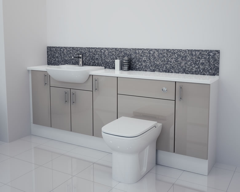 2100mm Latte Gloss Furniture Run with White Carcase