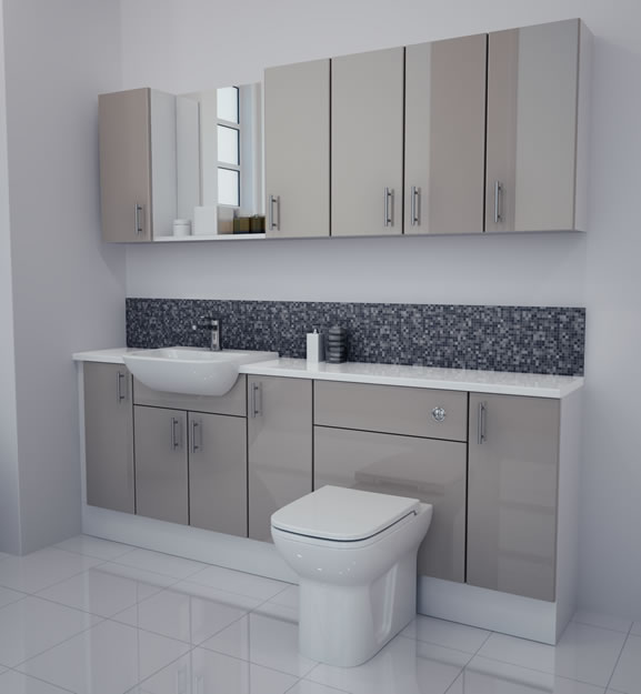 2100mm Latte Gloss Furniture Run with White Carcase
