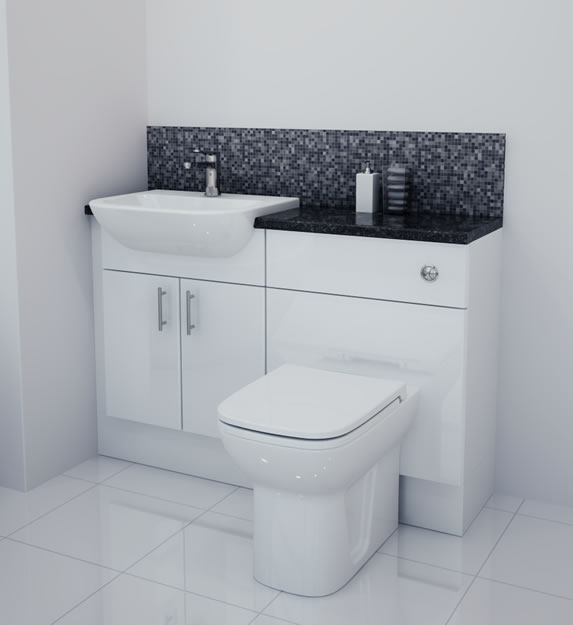 1200mm White Gloss Furniture Run with White Carcase