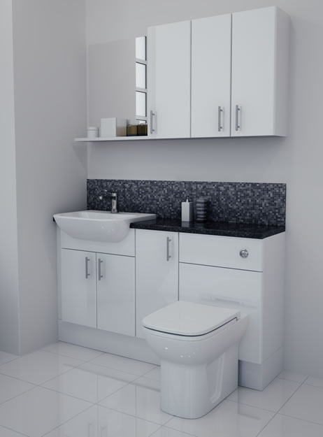 1400mm White Gloss Furniture Run with White Carcase