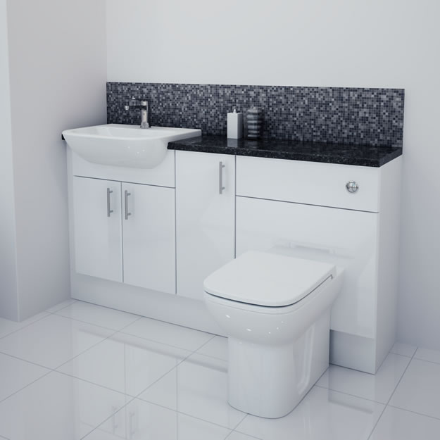 1500mm White Gloss Furniture Run with White Carcase